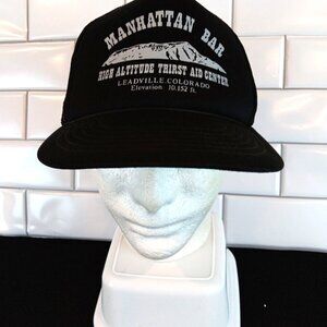 Leadville Colorado with Rocky Mountains Snapback Hat/Cap Mesh Black/Gray/White